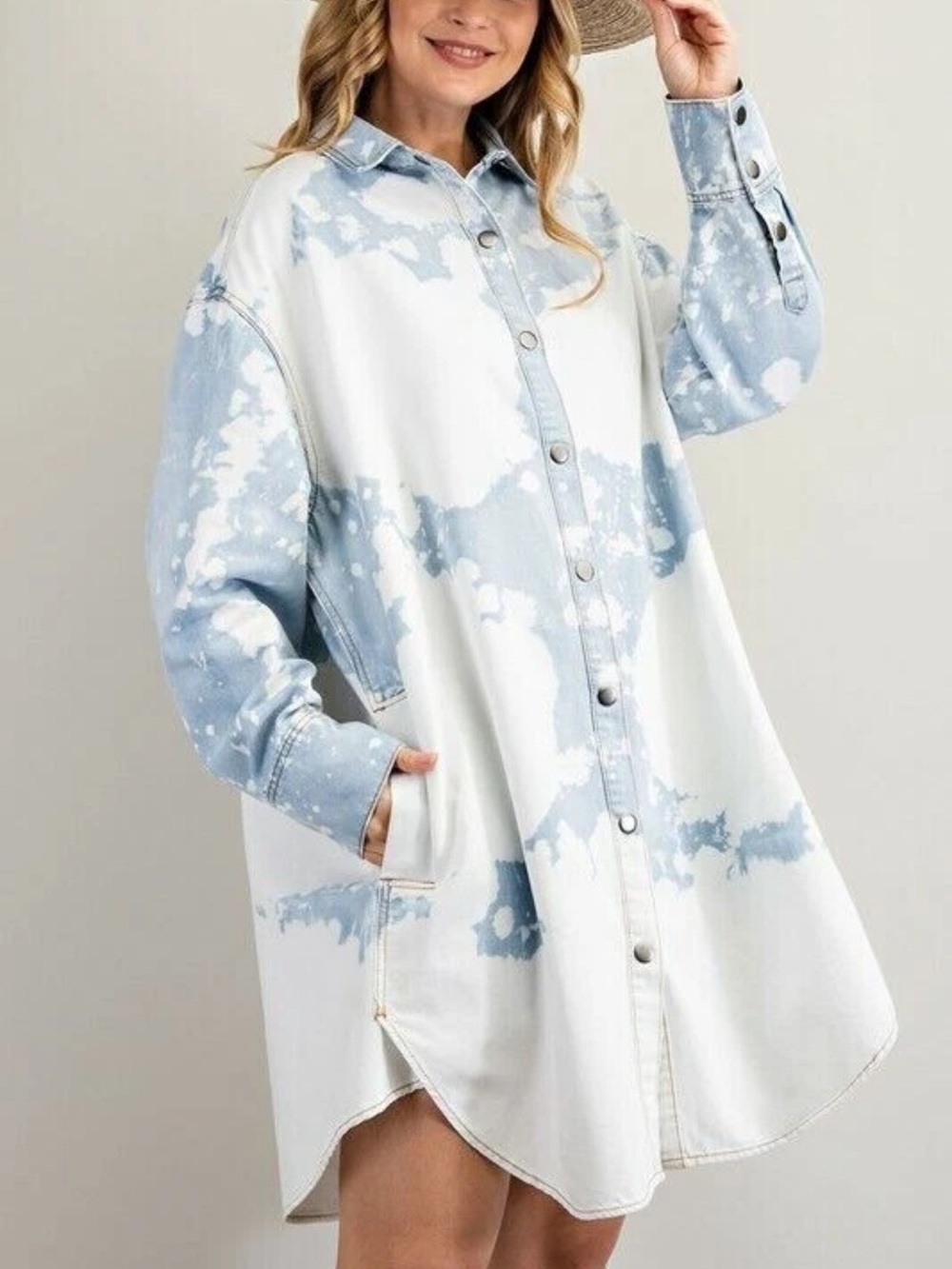 Easel Denim Cloud Washed Most Perfect Denim Dress / Shacket Size Small